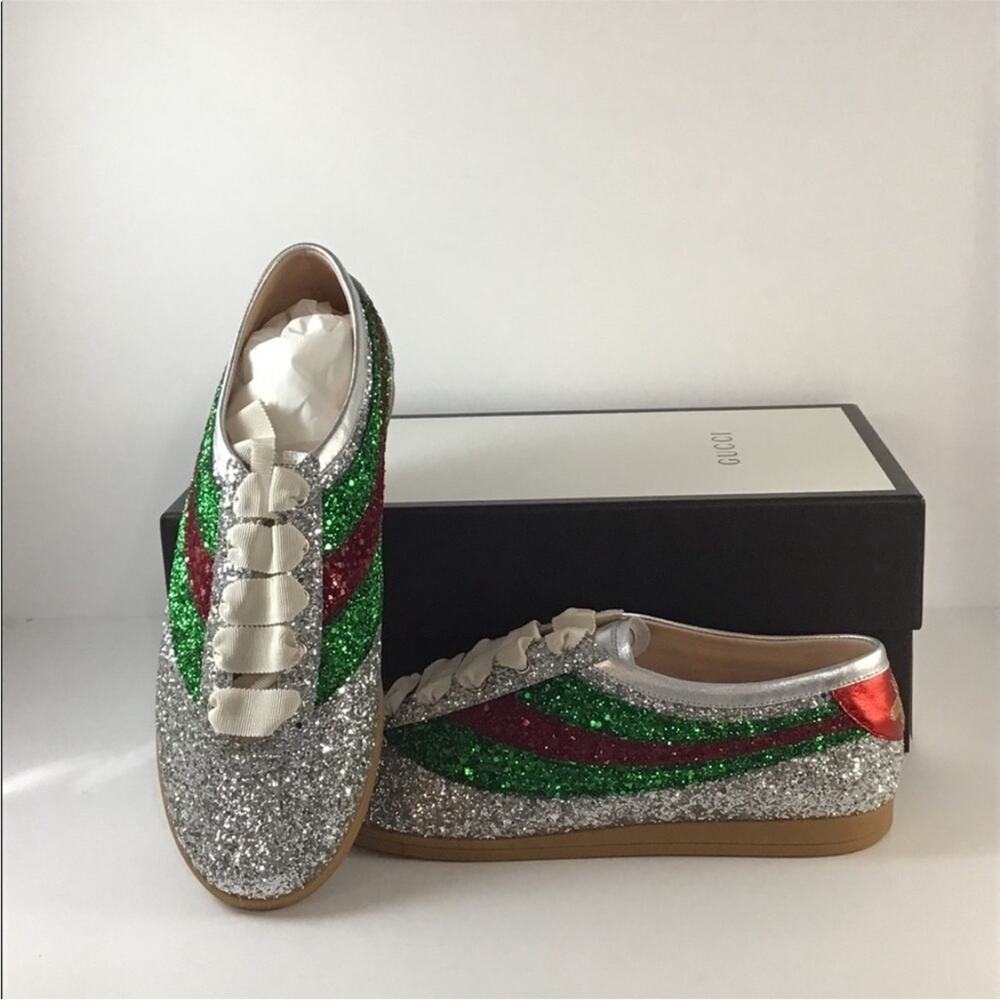 Gucci Falacer Glitter Sneakers Tennis Shoes Size 10.5 - Picture 12 of 13